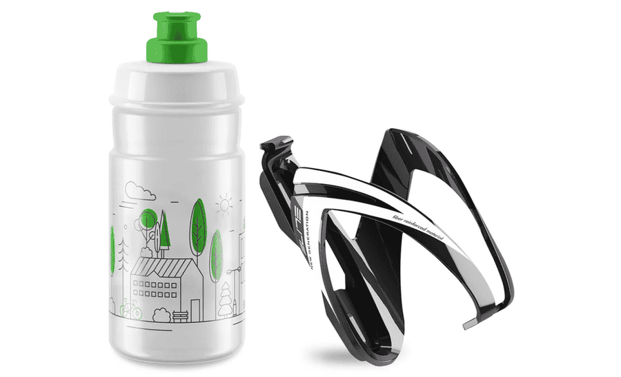 Elite Kit Ceo-Kindertrinkflasche mit 350 ml und Ceo-Flaschenhalter - transparent/grün