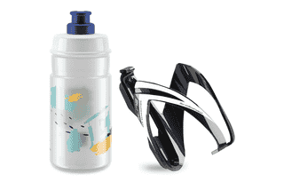 Elite Kit Ceo-Kindertrinkflasche mit 350 ml und Ceo-Flaschenhalter - transparent/blau