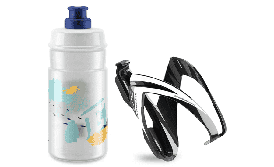 Elite Kit Ceo-Kindertrinkflasche mit 350 ml und Ceo-Flaschenhalter - transparent/blau