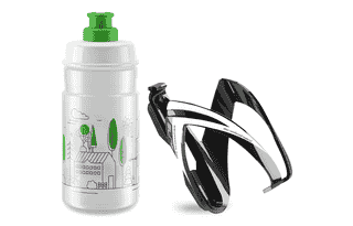 Elite Kit Ceo-Kindertrinkflasche mit 350 ml und Ceo-Flaschenhalter - transparent/grün