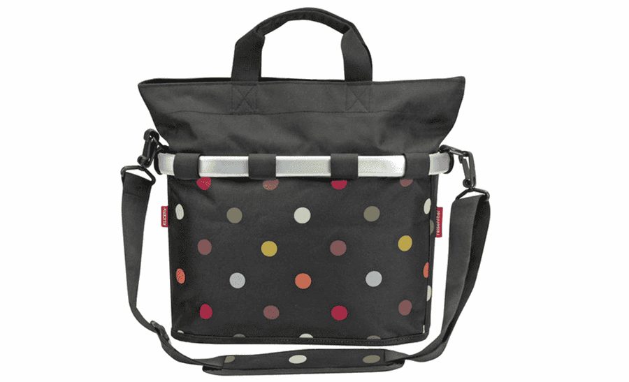 KLICKfix Bikebasket Oval S mit KLICKfix Kupplung für Lenker Adapter - dots