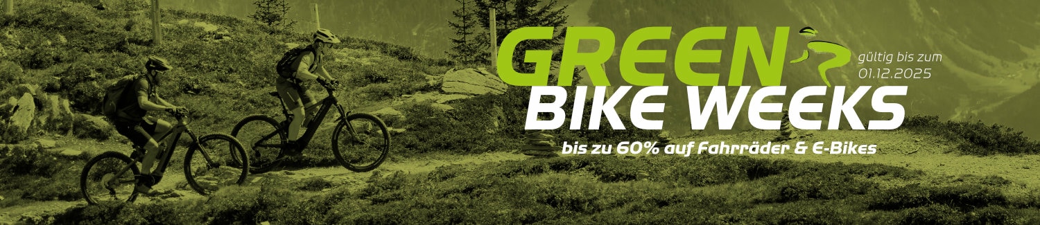 Banner Aktion Green Bike Weeks mit Rabatten bis zu 60&